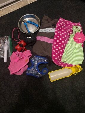 Lots of goodies for Doggy! Toys, Accessories Bundle - Pink, Green, Blue, Yellow